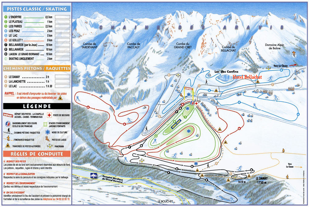 Plan pistes de ski de fond